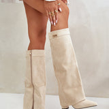 Botas Altas de Ante Lavista - Color Beige Claro